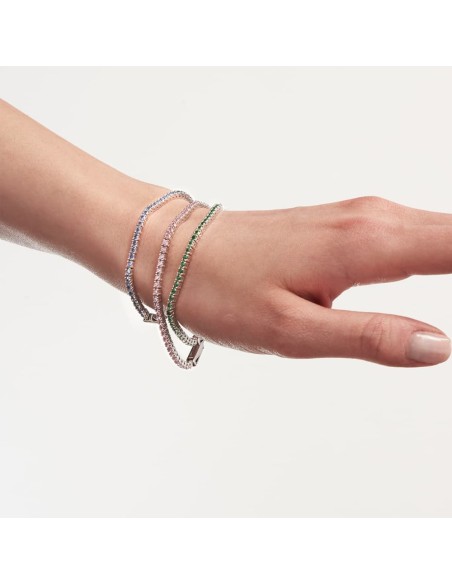 925 Sterling Silver Tennis Bracelet Green Zirconia Unoaerre