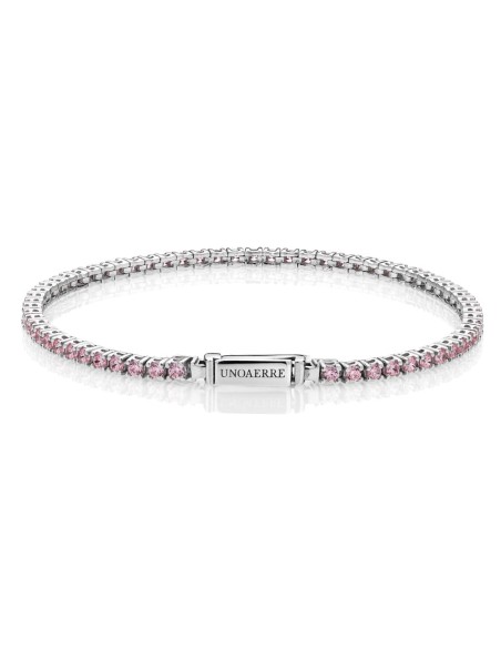 925 Sterling Silver Tennis Bracelet Pink Zirconia Unoaerre