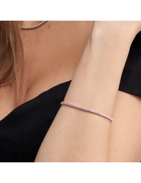 Bracciale Tennis Donna in Argento 925 con Zirconi Rosa Unoaerre