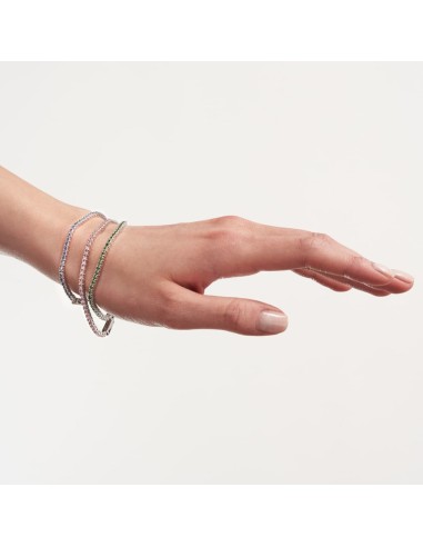 925 Sterling Silver Tennis Bracelet Pink...