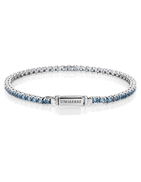 925 Sterling Silver Tennis Bracelet Light Blue Zirconia Unoaerre