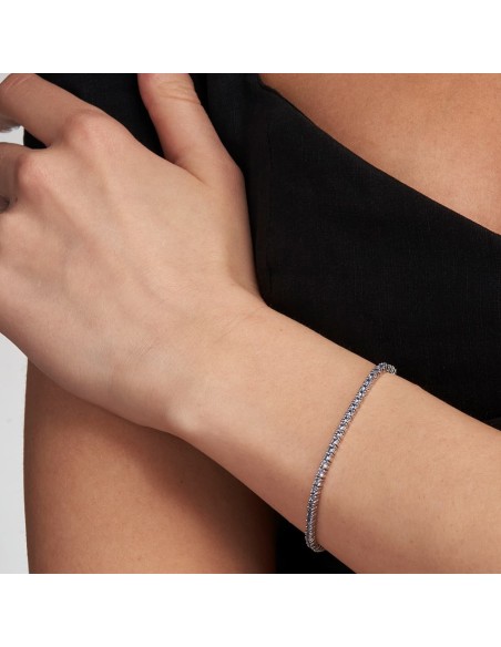 925 Sterling Silver Tennis Bracelet Light Blue Zirconia Unoaerre