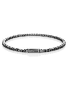 Black 925 Sterling Silver Tennis Bracelet Unoaerre