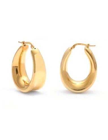 Gold Plated Sterling Silver Bold Oval Hoop Earrings 