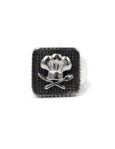 925er Sterlingsilber Siegelring mit Kochmütze 