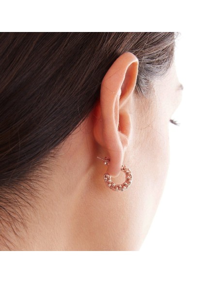 Rose Gold Plated Sterling Silver Grain of Rice Chain Earrings