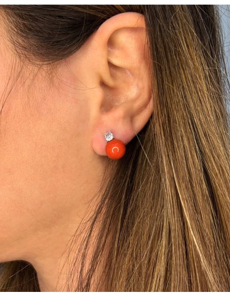 Orecchini Pallina Colorata in Argento 925 