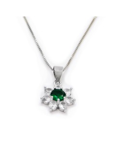 Collana con Ciondolo Fiore in Argento 925 con Pietre... 2