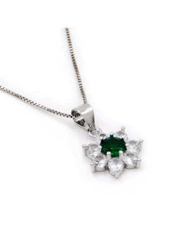 Sterlingsilber Blumenanhänger Halskette mit...