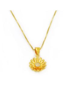 Goldene Gänseblümchen-Halskette mit Weißem Zirkonia