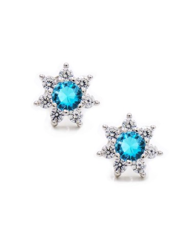 Orecchini Tondi Fiore in Argento 925 con Pietre Colorate 