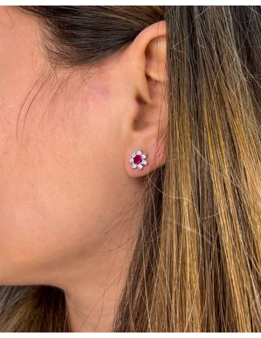 Orecchini Tondi Fiore in Argento 925 con Pietre...