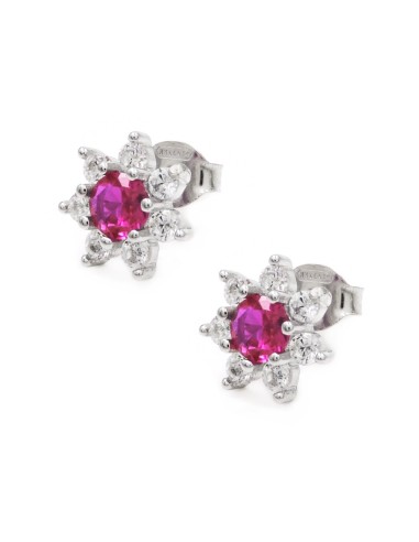 Orecchini Tondi Fiore in Argento 925 con Pietre...