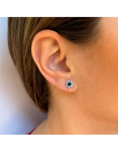 Orecchini Tondi Fiore in Argento 925 con Pietre...