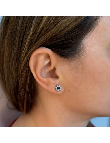 Orecchini Tondi Fiore in Argento 925 con Pietre...