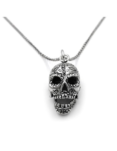925 Sterling Silver Calavera Pendant Necklace