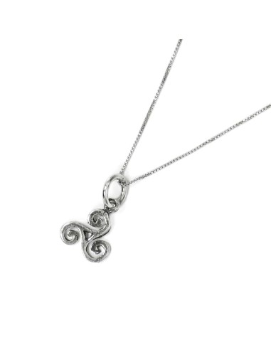 Sterling Silver Triskele Pendant Necklace 