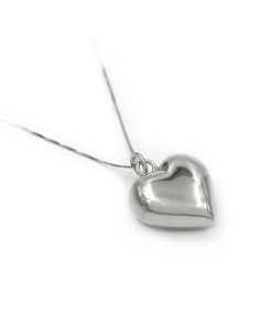 Collana con Sonaglio Pendente Cuore Bombato in Argento 