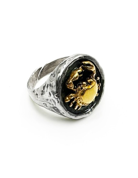 Chevalier-Krabbenring aus Gehämmertem Sterlingsilber