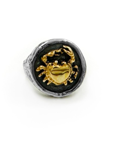 Chevalier-Krabbenring aus Gehämmertem Sterlingsilber