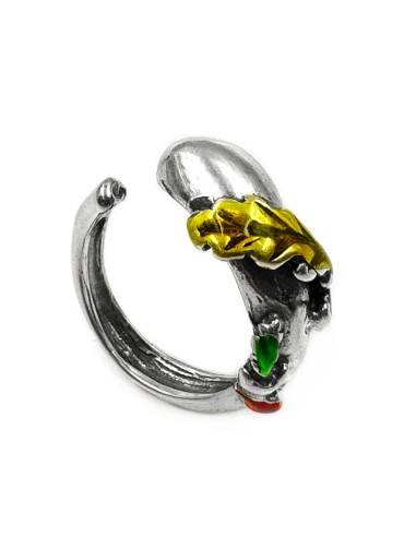 Enamelled 925 Sterling Silver Ace of Wands Ring