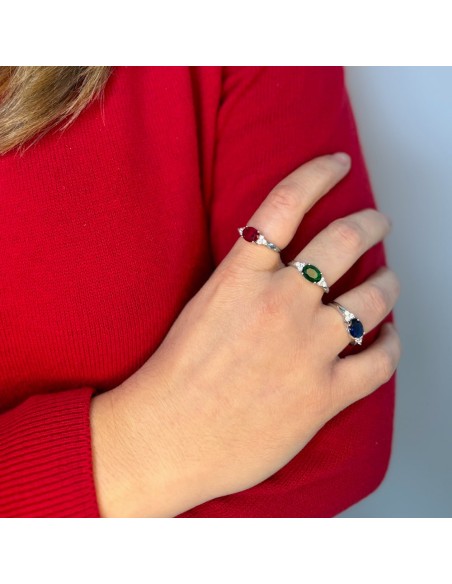 Anello in Argento 925 con Pietra Ovale Grande