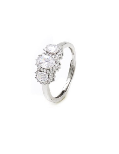 925 Sterling Silver Trilogy Ring with Large Oval Stones