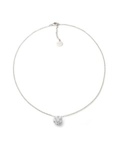 Collana in Argento 925 con Fiore Pavé di Zirconi Bianchi