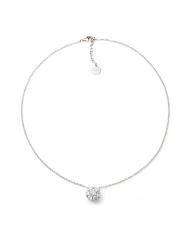 Collana in Argento 925 con Fiore Pavé di...