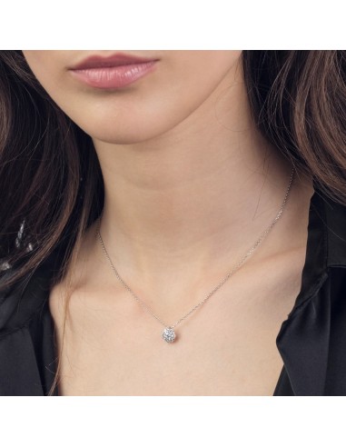Collana in Argento 925 con Fiore Pavé di...