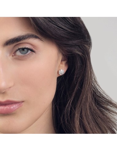 Stud Earrings with Flower Pavé