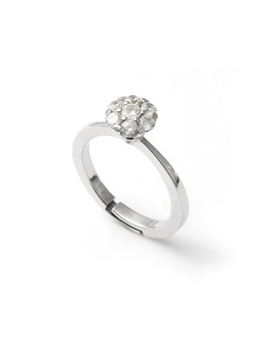 Sterling Silver Pavé Flower Ring