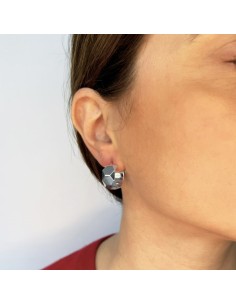 Orecchini Cerchio Sfaccettato Argento 2