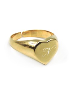 Gold Plated Sterling Silver Heart Shaped Chevalier Ring 