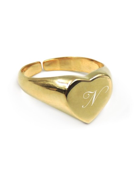 Anello Cuore Personalizzabile in Argento Placcato Oro