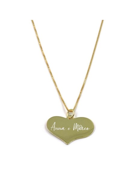 Collana con Medaglia Cuore in Argento 925 Placcato Oro 