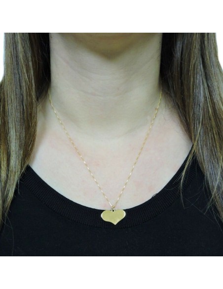 Collana con Medaglia Cuore in Argento 925 Placcato Oro 