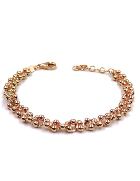 Bracciale con Anelli e Sfere in Argento Placcato Oro Rosa
