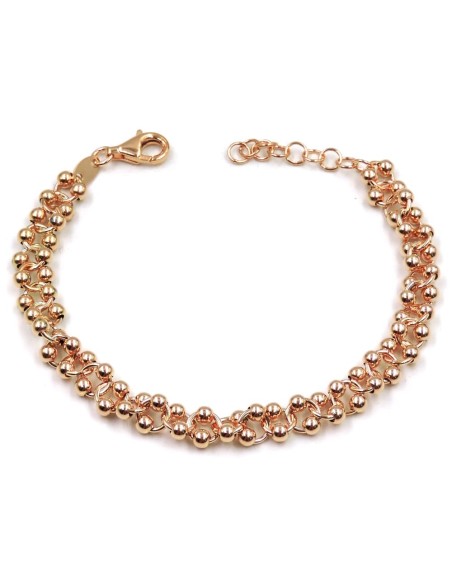 Bracciale con Anelli e Sfere in Argento Placcato Oro Rosa