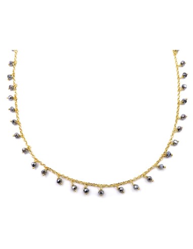 Gold Plated 925 Sterling Silver Necklace with Hematite Stones
