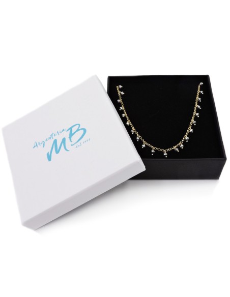 Collana in Argento 925 Placcato Oro Giallo con Pietra Ematite