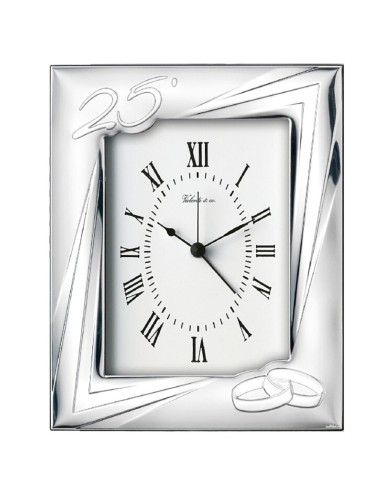 25th Wedding Anniversary Table Clock with Alarm 