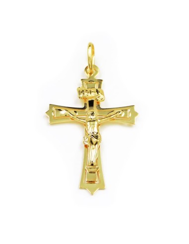 9K Gold Crucifix Pendant Unoaerre