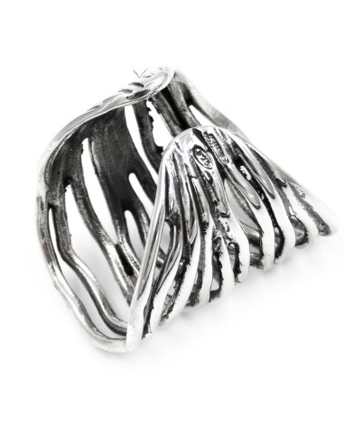 925 Sterling Silver Wavy Lines Ring 