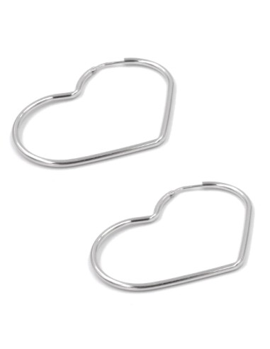  925 Sterling Silver Heart Hoop Earrings 