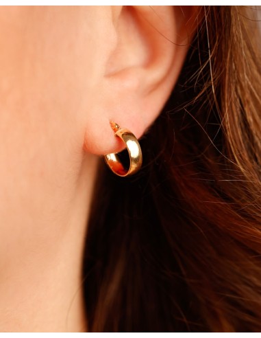 9K Gold Hoop Earrings Soft Flat Barrel