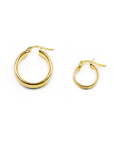 9K Gold Hoop Earrings Soft Flat Barrel