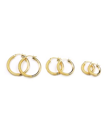 9K Gold Polished and Dotted Hoop Earrings