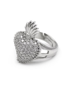 925 Sterling Silver Holy Heart Ring with White Zircons