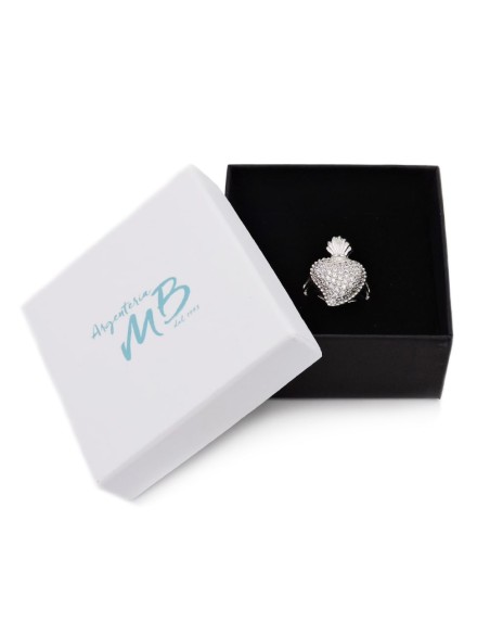 925 Sterling Silver Holy Heart Ring with White Zircons